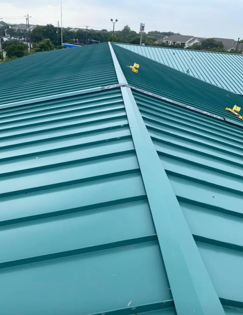 Green commercial metal roof ridge and valley for Metal Roof Repair in East Fishkill